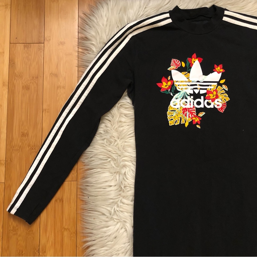 Adidas Originals HER STUDIO London Floral Trefoil Long-Sleeve Fitted Dress M - Picture 7 of 12